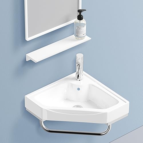 Conjunto de muebles de baño suspendidos con lavabo pequeño de esquina de 43cm y grifo 3