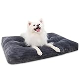 Dog Crate Bed Washable Dog Beds for Small Dogs Deluxe Thick Flannel Fluffy Comfy Kennel Pad Anti-Sli