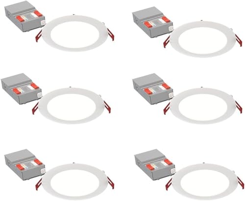 Juno LED Recessed Lights 6 Inch Round Baffle Wafer Downlight, 5-in-1 Switchable White Color...
