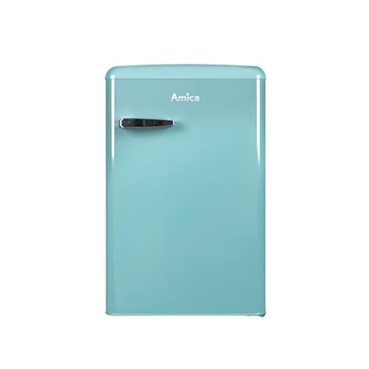 Amica KS 15612 T Retro Kühlschrank mit Gefrierfach / Ice Blue / 88cm (H) x 55cm (B) x 62cm (T) / Retro-Design