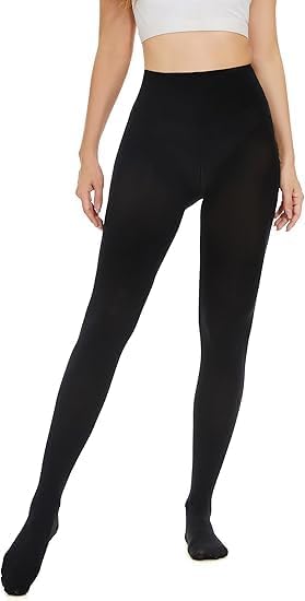 Womens 80 Denier Opaque Tights High Waisted Ultra Soft Microfiber Elastic Black Solid Color Footed Pantyhose for Women - Image 5