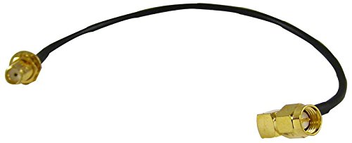 Cable coaxial RG174, conector SMA de 90° a conector SMA, 50 ohm, negro, compatible con soluciones de radiofrecuencia, cables coaxiales RF.