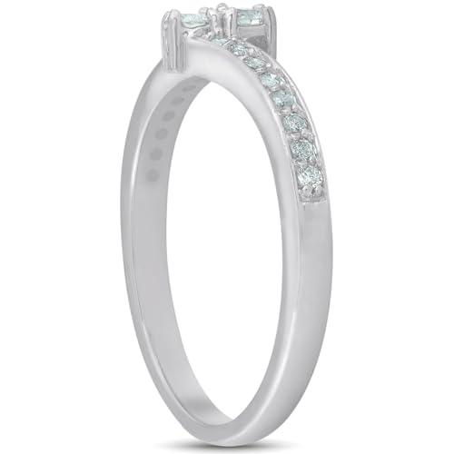 Pompeii 1/4 Ct Two Stone Diamond Engagement Forever Us Ring White Gold Anniversary Band2