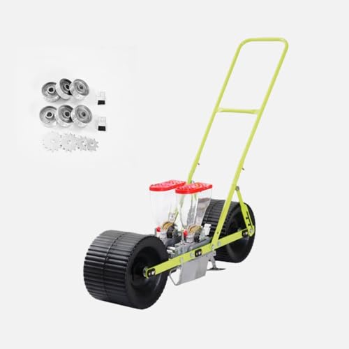 AOUCN手動野菜播種機 、手押し種子散布機、多機能、均一かつ定量的に播種し、種子を節約し、植物間隔の調整、効率を向上させ、時間と労力を節約します、各種野菜、花などの小さな種子に適しています (2列)