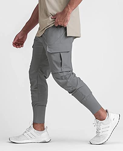 Surenow Mens Running Jogger Pants Workout Athletic Sweatpants Lightweight Thin Quick Dry Tapered Hiking Pants Sports Pants Gray #TOP2