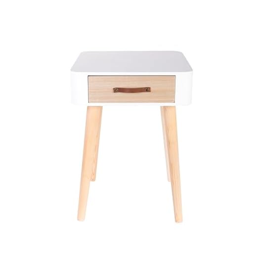 THE HOME DECO FACTORY HD3739 MESITA Noche, Madera, Blanco, 35x35x48 cm