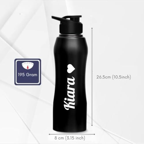 Image of CASPIAN / / / Pura Customised Stainless Steel Water Bottle 1L, K-Black with Logo Print-Personalised Water Bottle with Your Name Print for Kids Boys Girls School Office Gym-Perfect for Corporate Gifting