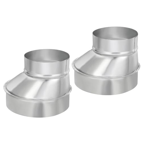 Image of PATIKIL 6" to 4" Eccentric Galvanized Iron Duct Reducer, 2Pcs Air Duct Adapter Pipe Fitting for Ventilation