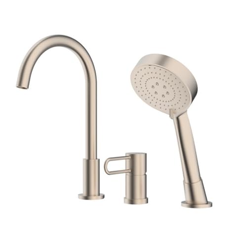 Mitigeur de baignoire 3 trous avec pommeau de douche 3 modes et flexible pour salle de bain