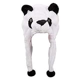 VPbao Chapeau Cache Oreilles Peluche Bonnet Animal pour Femme/Homme Enfants Cagoule Echarpe Panda