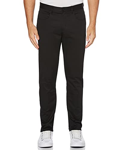Perry Ellis Men's Slim Fit Stretch Satin 5-Pocket Pant, Black Disc, 36W x 32L