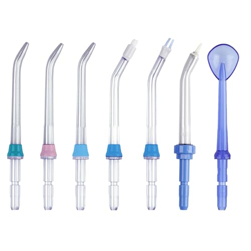 Boquillas para Irrigador Dental Aquapik® PRO | Set 7 Boquillas Universales Compatibles | Repuesto Multifuncional | Colores Familiares | Estuche Higiénico