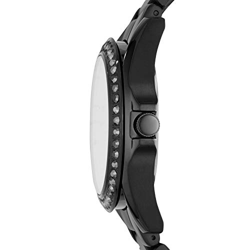 Fossil Women's Riley Quartz Stainless Steel Multifunction Watch, Color: Black Glitz (Model: Es4519) #TOP1
