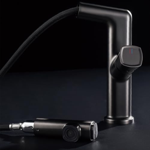 Grifo de baño negro extraíble para transformar su lavabo en un spa moderno con pantalla LED 4