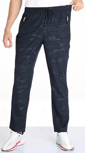 Image of Men's Elastic Waist Hiking Pants Water Resistant Quick-Dry Lightweight Outdoor Sweatpants with Zipper Pockets