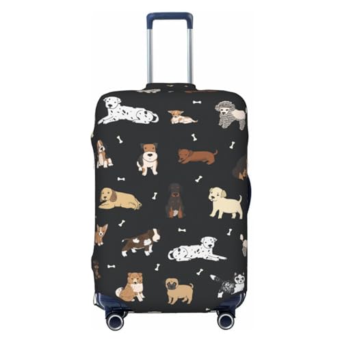 Lukbfall Funda protectora para maletas de equipaje con diseño de perro y hueso, elástica, lavable, de dibujos animados, para mascotas, Negro -, M (Fit 22-24 Inch Luggage)