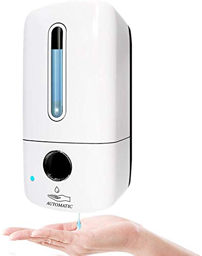 Touchless Wall Mount Hand Sanitizer Dispenser 1100ml/37oz USB Rechargeable Automatic Soap Dispenser Wall Mounted Hand Free Commercial Dispenser with Smart Sensor No Punch for Kitchen Bathroom, White