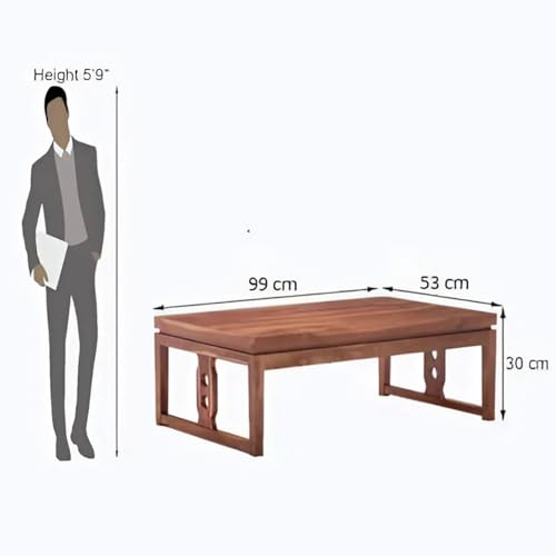 Image of MAMTA DECORATION Solid Sheesham Wood Coffee Table for Living Room | Wooden Center Table for Home, Hall, Office & Lounge | Modern Tea Table with Open Base Design |Rectangular Coffee Table, Honey Finish