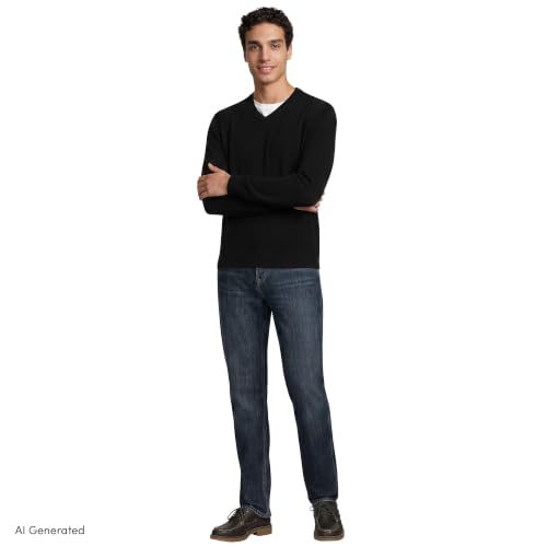 Image of Lands' End Men's Fine Gauge Cashmere V-Neck Sweater