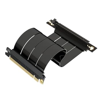 LINKUP - Cabo Riser PCIE 5.0 | RTX5090 RX8900 GPU Ready | Velocidade x16 128GB/s | Compatível com PCIe 4.0 e WRX80/WRX90E | Ângulo reto, preto 20 cm