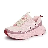 Tobfis Kids Boys Girls Arch Support Bungee Trail Running Tennis Hiking Athletic Shoes Lightweight Breathable Walking Sneakers,Pink,2 M US Little Kid