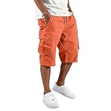 Pantalones Cortos Hombre, Cargo Shorts Piratas Bermudas Largas Pantalon Corto Camuflaje Bolsillos Pantalones Cortos Verano Pantalón Corto de Trabajo Hombre Azafrán XL