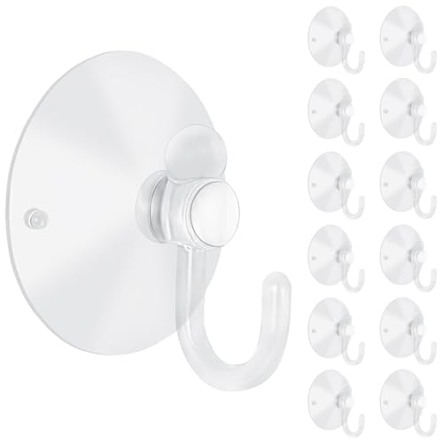 LuluEasy 22 ventosas grandes con ganchos, ganchos de plástico transparente de 2 pulgadas para ventana de cristal, pared, festivales, fiestas, decoración de carnaval, puerta, baño, cocina