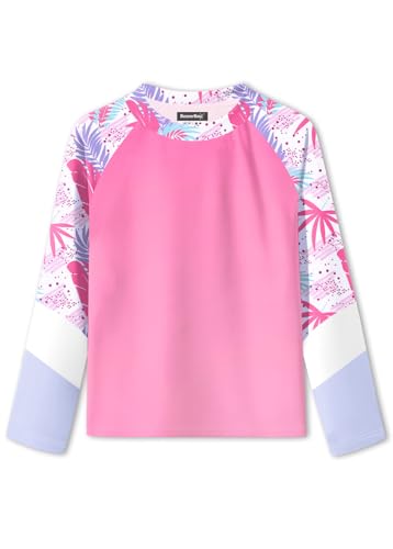Image of BesserBay Girls Rash Guard UPF 50+ Raglan Sleeve Swim Shirt 6-14 Years