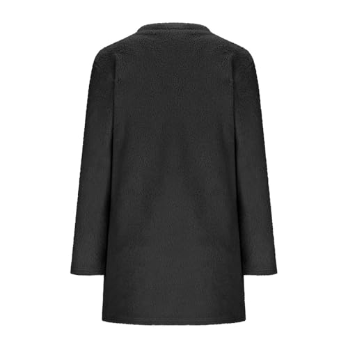 Sweaters for Teen Girls Cozy Fall Crewneck Fuzzy Sweater Long Solid Sleeve Warm Fleece Pullover Tops with Pockets3