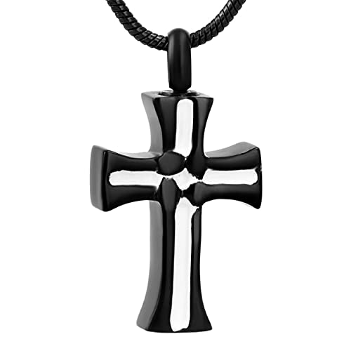 Pendentif urne funéraire croix en acier 316L pour cendres d'animaux et humains