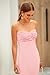 PRETTYGARDEN Women's Summer Bodycon Long Dresses Strapless Tube Twist Knot Front Ribbed Knit Elegant Maxi Dress with Slit (Pink,Small)