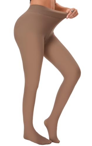 Gueop Thermo Strumpfhose Damen Winter Gefütterte Strumpfhose Damen Thermo Leggings Damen mit Fleece Bauchweg Warme Gefälschte Durchscheinend Thermostrumpfhosen Dicke Plüsch...