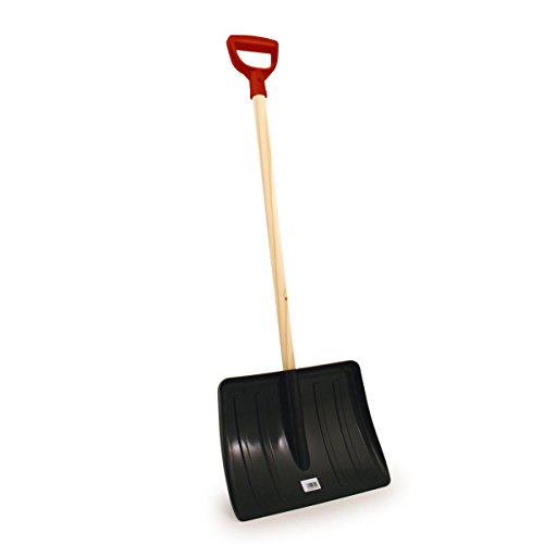 CHARLES BENTLEY Ergonomic Grip, Snow Shovel, Snow Scoop, with Wooden Handle, Driveways, Roads, And Gardens, Lightweight, Garden Tidy, Winter Tools, Large Shovel Head, Hardened Plastic (107x35)