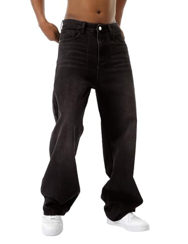 EMMIOL Mens Baggy Hip Hop Jeans Y2K 90s Vintage Trousers Solid Loose Fit Denim Pants Streetwear3