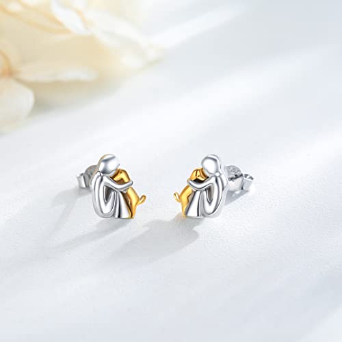 Image of 925 Sterling Silver Dog Earrings Cute Animal Puppy Stud Earrings Dog Jewelry Gifts for Women Girls Pet Lover Hypoallergenic Earrings for Sensitive Ears