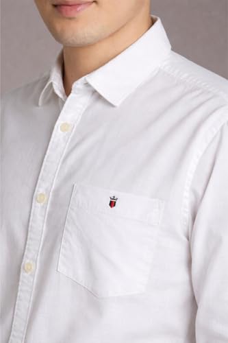 Image of Louis Philippe Men's Cotton Slim Fit Premium Textured Fabric Versatile Solid Easy Care, All Season Adapability Full Sleeve Casual Shirt
