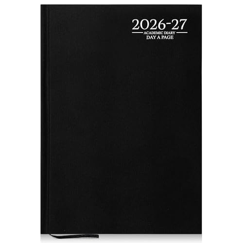 Image of G4GADGET 2026-2027 Academic Diary A5 Day A Page Black Hardback – August 2026 to July 2027 Daily Planner, Student Teacher School Organizer, Appointment & Timetable Year Planner