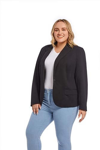 Womens Casual Blazers Plus Size Open Front Long Sleeve Work Office Jackets with Pockets3