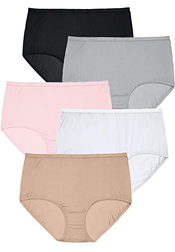 Comfort Choice Plus Size Full Coverage Nylon Brief 5-Pack