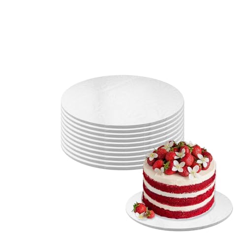 10 PCS Cake Drums, 1/4 Inch Thick 10 Inch Round Cake Boards, White, Professional Quality Cake Cardboards, Card Base, Cake Mat
