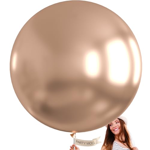 Image of PartyWoo Metallic Rose Gold Balloons 4pcs 36 Inch Chrome Champagne Gold Latex Balloons for Wedding Baby Shower Birthday Anniversary Bachelorette Bridgerton Floral Party Decorations Rose Gold-G112