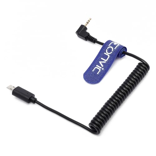 Eonvic Shutter Fernbedienung Spiralkabel 2,5 mm rechtwinklig auf S2 Stecker für Sony A6000/A6100/A6300/A6400/A6500/A6600/HX300HX350/HX400/RX0/RX10/RX0M2 Kamera