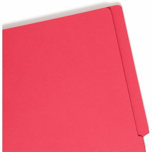 Image of Smead End Tab Fastener File Folder, Shelf-Master Reinforced Straight-Cut Tab, 2 Fasteners, Letter Size, Red, 50 per Box (25740)