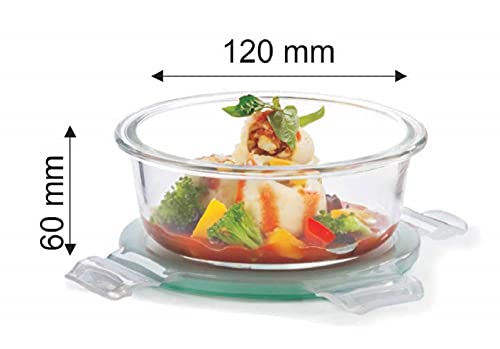 SIGNORA WARE Lock 'N' Store Round High Microwave Oven Borosilicate Safe Glass Container With Air Tight Lid | Multipurpose Jar Box (400Ml, Transparent, Food Grade)