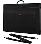 Nicpro Light Weight Art Portfolio Bag, 23 x 31 Black Art Canvas Portfolio Case with Detachable Shoulder Strap, Leather Corners, Carrying Storage Case for Artwork, Poster, Sketching, Drawing
