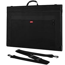 Nicpro Light Weight Art Portfolio Bag, 24x36 Black Art Canvas Portfolio Case with Detachable Shoulder Strap, Leather Corners, Carrying Storage Case for Artwork, Poster, Sketching, and Drawing