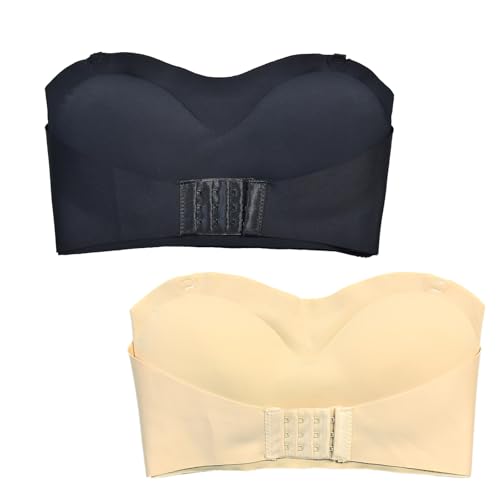 Strapless Bras for Teens with Padding,Girls Training Bandeau Bra Tops Strapless Push up Bras Front Closure Bra