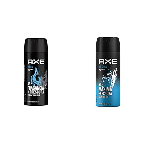 Talcos Y Desodorantes, DVD Axe Desodorante Young en Aerosol para Caballero 97 g + Desodorante ICE CHILL en Aerosol para hombre 97g/150ml sin aluminio (la imagen del producto recibido...