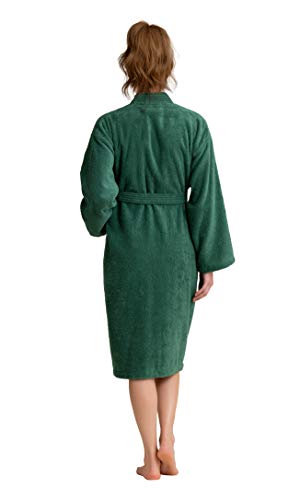 Image of Women's Turkish Terry Kimono Style Bathrobe - 100% Cotton Robe for Women - Comfortable & Absorbent - Soft & Cozy Wear