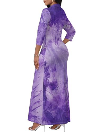 Image of PinkPatty Women's Casual 3 /4 Sleeve Polo V Neck Bodycon Maxi Dress